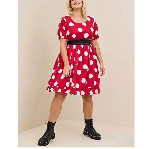 torrid Dresses Torrid Nwt Disney Minnie Mouse Mini Stretch Poplin Puff Sleeve Dress Poshmark
